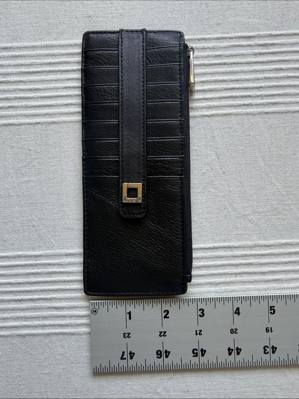 Lodis Black Leather Zip Card Organizer with Logo Strap - Picture 7 of 8